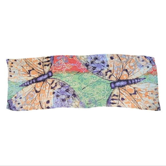 Susan Winget Butterfly Lightweight Colorful Scarf Women's Purple Orange - Picture 5 of 7